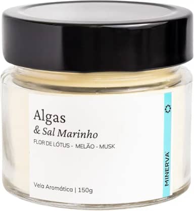 MINERVA - Vela Aromatica Artesanal Perfumada - 150g (Algas e Sal Marinho)
