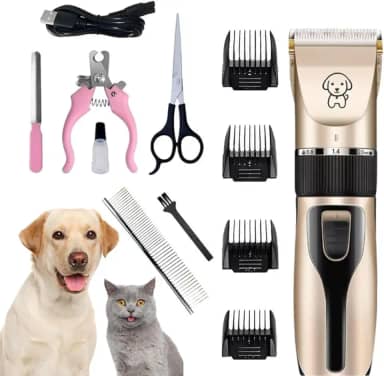 Máquina de Tosar Pet Profissional Kit Maquininha de Tosa Silenciosa Recarregável Para Cães Gatos com Acessórios - YODHE
