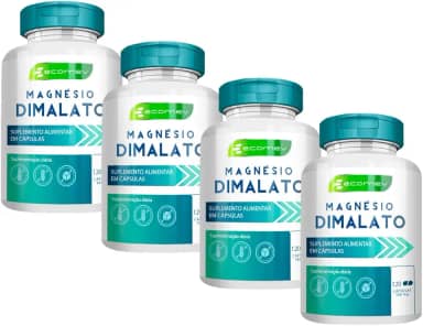 4Un Magnesio Dimalato 100% Puro 500mg 480Cáps Importado Maxima Absorção Ecomev