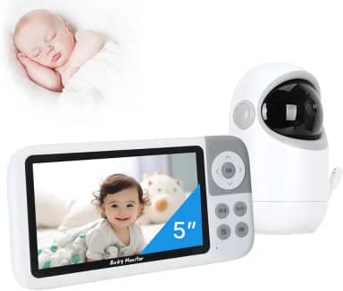 Babá Eletrônica com Monitor 5" HD, Baba Eletrônica sem Wi-Fi, Câmera com Visão Noturna e Áudio Bidirecional, Monitoramento com Zoom Digital, Ideal para Baby Monitor e Cuidados Infantis