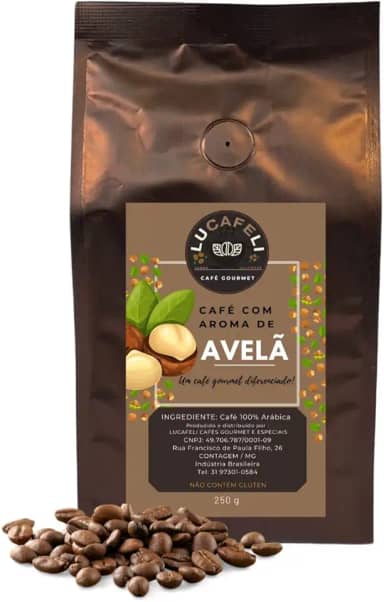 CAFÉ GOURMET AROMATIZADO 100% ARÁBICA - AVELÃ - EM GRÃOS - 250g