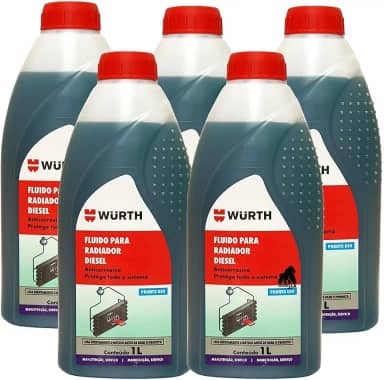 Kit 5 Fluido Radiador Diesel Wurth - 1 Litro
