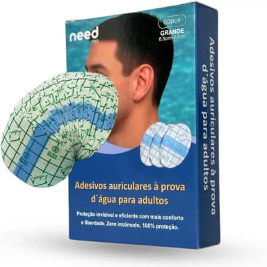 Kids Need - Adesivo Protetor Auricular, Pacote com 60 Unidades - Tampão de Orelha Impermeável para usar Durante Banho ou Natação. Tamanho Único Infantil e Adulto (Bebê, Criança e Adulto) (1 Pacote Adesivos Transparente (60 adesivos), GRANDE 6.5cm X 9.5cm)