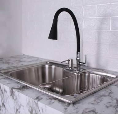 Kit Cuba Gourmet Cozinha Pia Aço Inox 304 60x42cm + Torneira + Acessórios