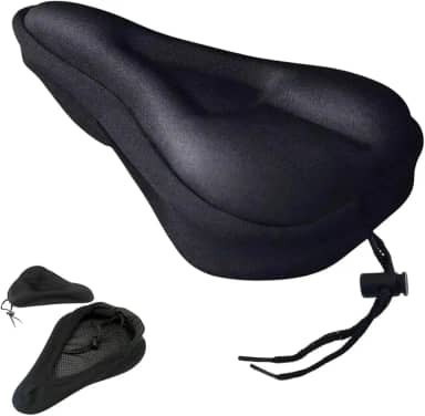 Capa de Selim em Gel Anatômica para Bicicleta, Preta, Material em Gel e Poliéster, Ajustável, para Ciclismo, Spinning,BMX,Mountain Bike e Ergométrica