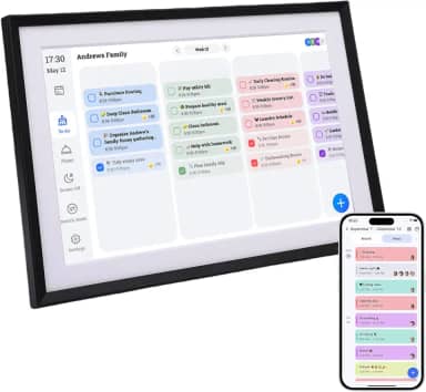 Bewinner 10.1 Inch Wall Planner Calendário Digital & Chore Chart, Smart Touchscreen Wall Calendários Display Interativo para Agendas Familiares, Picture Frame Eletrônico Compartilhar (BLACK)