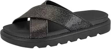 Rasteira Vizzano Flatform Papete Feminina Tira Larga Strass 6459.122