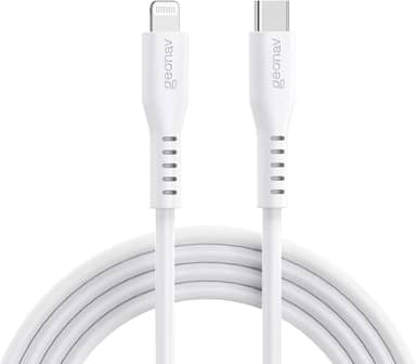 Geonav Cabo de Silicone USB-C para Lightning, carregamento até 38W, Silicone resistente, 1,5m, ESLICSWT, Branco