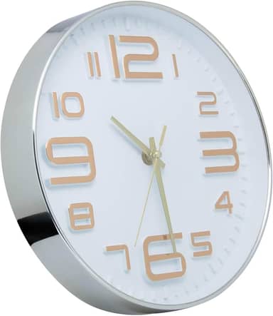 LYOR - Relógio de Parede em Plástico Quartz Branco com Dourado 25cm x 4cm - Decoração de Parede - Organização - Enfeites - Utilidades Domésticas