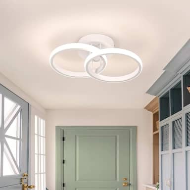 BEMMY Luminária de Teto, Lustre Redondo com Holofote, Quarto, Cozinha, Sala de Estar, Decoração, Lustre Regulável com Luz Ajustável em 3 Cores 85-165V 27 * 17cm (Branco)