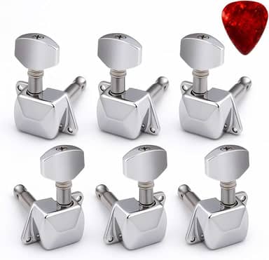 Kit Tarraxa Semi Blindada 3+3 Cromada para Violão Aço Jogo de 6 unidades, tarracha tarraxa cromada, instalação simples, fixação reforçada, ideal reposição violão folk acústico