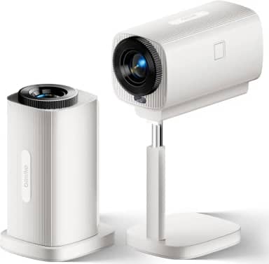 Mini Portatil 5G Wifi 5.0 Android 13, Projetor 4K 1280P Full HD Suporte 5800 Lumens, Projetor Led Auto de Correcção Trapezóide Horizontal, 90°Girável Projector para Telefónico