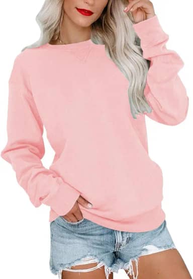 Moletom feminino casual gola redonda manga longa pulôver bonito ajuste solto