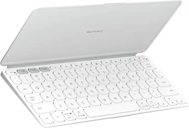 Teclado Sem Fio Portátil Logitech Keys-To-Go 2 para Tablets, iPad, iPhone, macOs e Windows, com Capa Integrada, Conexão Bluetooth e Easy-Switch para até 3 Dispositivos - Cinza Claro