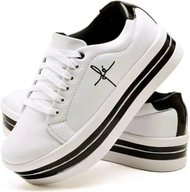 Tênis Feminino Bordado Fé Salto Plataforma Anabela Macio