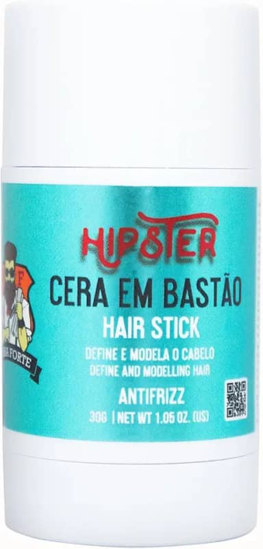 Barba Forte Cera em Bastão Hipster, Modelador de Cabelo Antifrizz, Pasta Fixação Forte, 30g