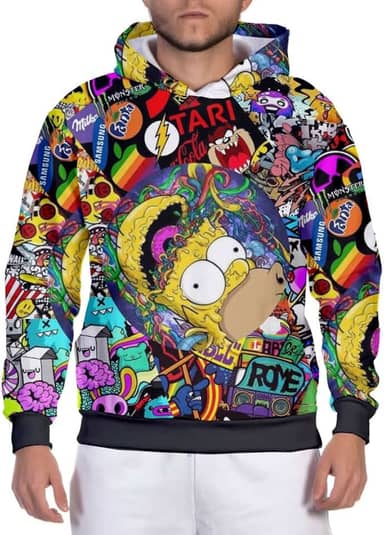 Moletom Masculino Feminino Blusa de Frio Marcas Full 3D Desenho Com Capuz Flanelado