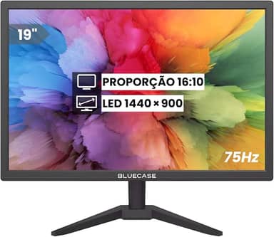 Monitor Slim LED 19" HD 75Hz 5ms Preto Suporte Base VESA 75x75mm - Compatível HDMI e VGA