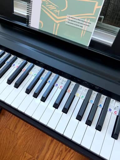 Guia de notas de piano etiquetas removíveis para teclado de piano, tamanho completo de 88 teclas, adesivos de piano reutilizáveis para iniciantes (coloridos)