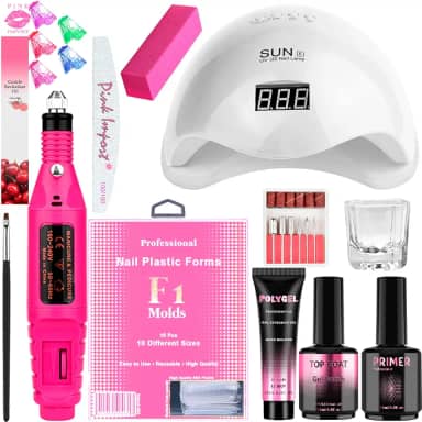 Kit Completo para Unhas em Gel com Lâmpada LED UV Lixas Moldes e Caneta Óleo Hidratante – Resultado Profissional