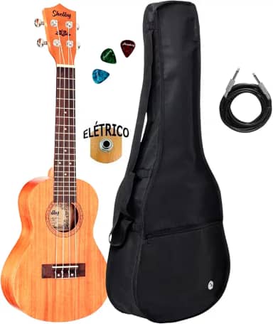 Ukulele Shelby Concert Elétrico Su23m Capa Cabo Afinador