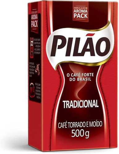 Café Pilão Torrado e Moído Tradicional, Sabor Intenso, Embalagem a Vácuo com 500g