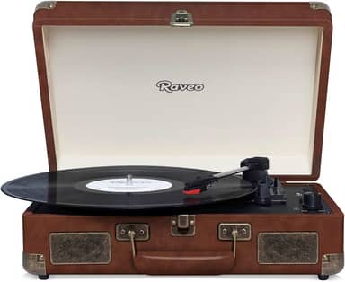 Raveo Vitrola Sonetto Vintage Brown com Conexão Bluetooth, USB Reproduz e Grava, Rádio FM, Saída Auxiliar e Bivolt