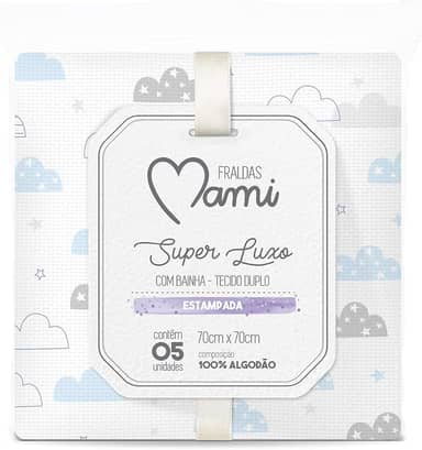 Papi Textil Fralda Super Luxo Mami C/ Bainha Estampada 70Cm X 70Cm Contem 05 Un
