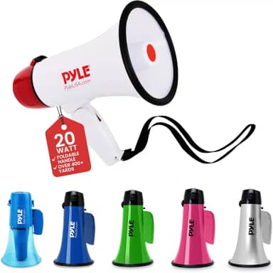 Pyle Alto-falante Megaphone PA Bullhorn – 20 watts, controle de vol ajustável com sirene integrada e alcance de 800 metros – PMP20