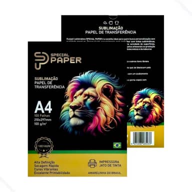 Papel Transfer Sublimático A4 – Pacote com 100 Folhas, Impressão de Alta Definição, Secagem Rápida, Compatível com Impressoras Jato de Tinta e Tinta Sublimática