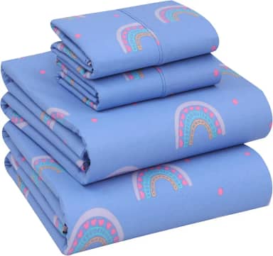 RUVANTI Lençóis de cama casal 100% algodão, 4 peças, roupa de cama de percal macia e respirável, bolso profundo de 40,6 cm, padrão de hotel, sensação fresca e nítida, durável, perfeito conjunto de