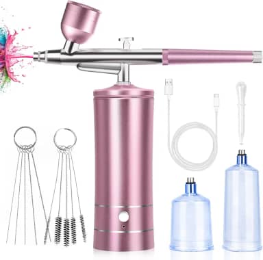 Conjunto de aerógrafo sem fio – Kit de aerógrafo portátil recarregável com compressor, conjuntos de pistola de ar portátil para maquiagem, arte de unhas, decoração de bolo, pintura de modelo,