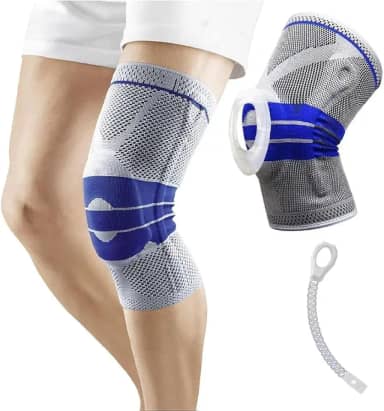 Joelheira Compressao Ortopedica Gel Silicone Suporte Patela Joelho Perna Atletismo Corrida Futebol Alivia Dores Tensoes Musculos Circulaçao Corpo (Médio)