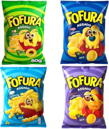 Kit Salgadinhos Fofura 20un sabores diversos pacote 60gr