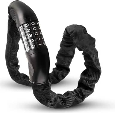 Cadeado de Bicicleta Solviva com Cadeado de 5 Dígitos – Corrente Antifurto de Alta Segurança, 80 cm, 6 mm de Espessura, Sem Chave, Ideal para Bicicletas, Motos, Patinetes, Portas e Portões