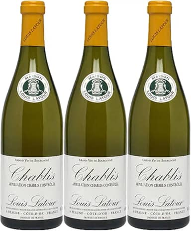 Kit 3 Vinho Branco Francês Louis Latour Chablis 2020 Côte D'or