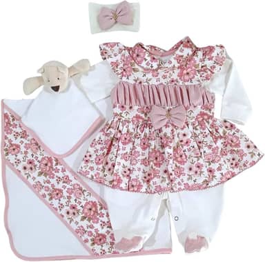 Saida Maternidade Menina Charlote 05 Peças Roupas de Bebê