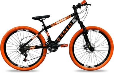 Colli Bike, Bicicleta Grau, Aro 26, Freios a Disco, 21 V, Alavanca Rapid Fire 3/7V, Pedivela Triplo Aço, Selim Colli C/Carrinho, Pedal Free Sport 9/16 Colorido, Pneus Coloridos, Guidão Downhill