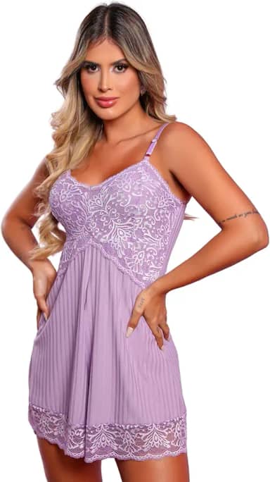 Camisola Estilo Macaquinho Canelado Lavanda