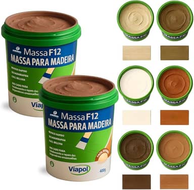 KIT 2 Massa F12 De Calafetar E Correção Madeira 400g - Cores (JATOBA)
