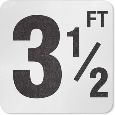 SmartSign Marcador/letreiro adesivo de profundidade de piscina "3 e 1/2 Ft", letra de 10 cm, vinil laminado de 20 mm com superfície de seixos antiderrapante, 14,6 cm x 14,6 cm, preto e branco, feito