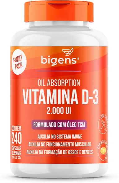 Vitamina D3 2000ui, Softgel, Em Óleo Tcm (mct), Bigens (Unidade) (240 Cápsulas)