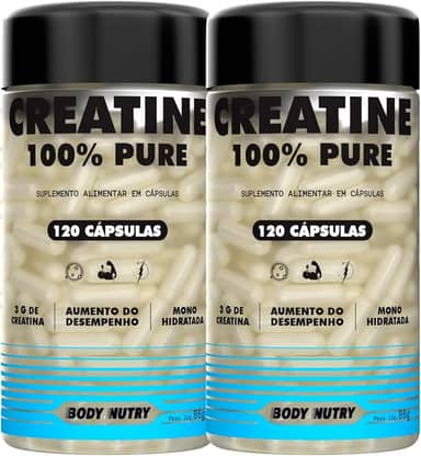 Kit 2x Creatina 100% Pura Monohidratada e Micronizada - Pote 120 Capsulas - Creatine Pure Monohydrate - Importada Alto Grau de Pureza - Original