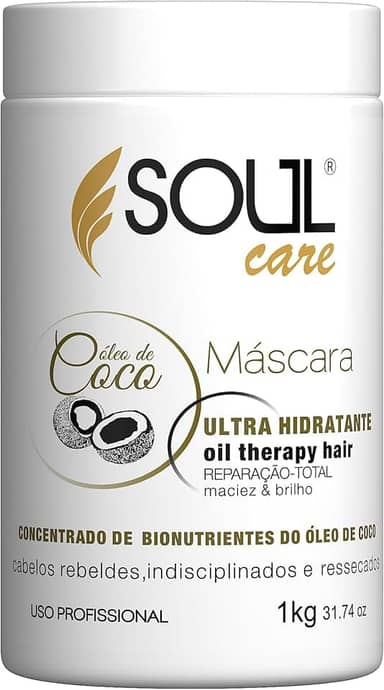 Máscara de Hidratação Óleo para Cabelo de Coco Soul Care Profissional | Cronograma Capilar Pós-Química (1kg)