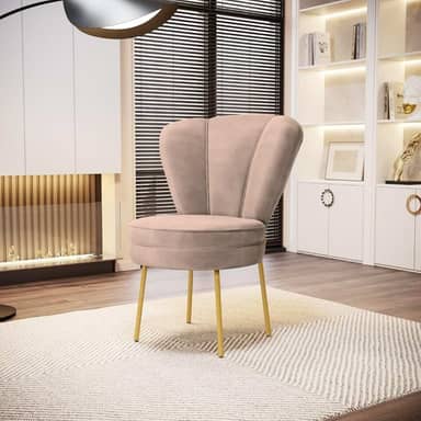 Cadeira Decor Estofada para Estudio de Beleza Maquiagem Tecido Veludo Pés de Ferro (Rose)