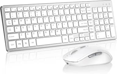 Combo de teclado e mouse sem fio – recarregável, silencioso, design compacto com teclado numérico, receptor USB de 2,4 GHz, conjunto de teclado fino e mouse ergonômico para Windows, desktop, PC,