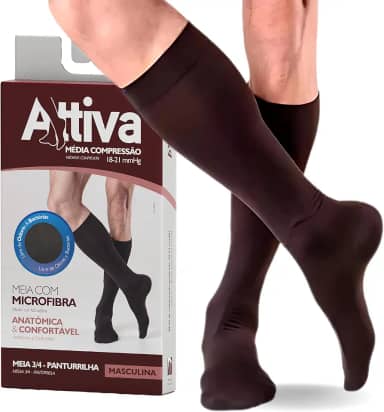 Meia de Compressão Masculina Meia 3/4 Panturilha Média Compressão 18-21 mmHg Sigvaris ATTIVA