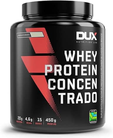 Whey Protein Concentrado Chocolate Branco Pote 450g – Contribui para o Ganho Muscular Hipertrofia – Dux Human Health