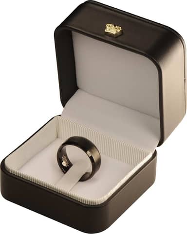 LAODA Caixa de anel preta masculina para noivado, casamento, pedido de casamento, caixa de armazenamento de anel de material de couro PU de luxo com clipe para aliança de casamento masculina grossa e
