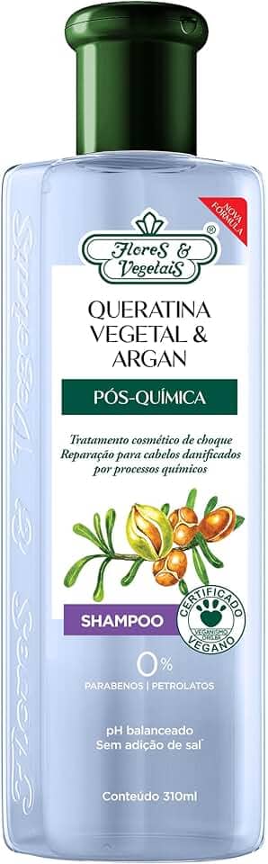 Flores & Vegetais Shampoo Queratina Vegetal E Argan Pós-Química 310Ml